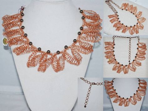 Crocheted Copper Wire Lace Necklace Crochet by MyasCreations, $120.00 Crochet Wire Jewelry, Crochet Wire, Multi Gemstone Necklace, Wire Crochet Jewelry, Necklace Crochet, Wood Bead Bracelet, Wire Crochet, Bold Necklace, Lace Necklace