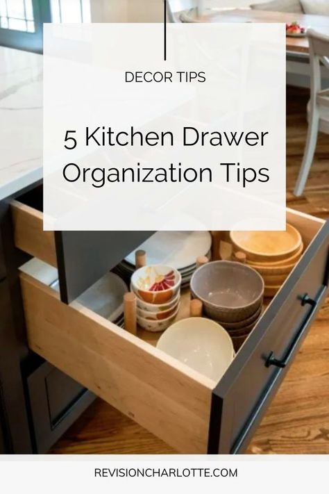 Kitchen Drawers Organization, Kitchen Drawer Organization Ideas, Drawer Organization Ideas, Transitional Kitchen Ideas, Kitchen Cabinets Upgrade, Custom Kitchen Remodel, Kitchen Cabinet Organization Ideas, Spice Organization Drawer, Kitchen Utensil Storage