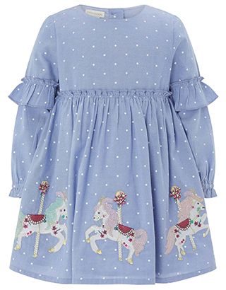 Baby Lily Carousel Horse Dress Monsoon Kids, Horse Dress, Carousel Horse, Suit Swimsuit, Soft Cardigan, Beach Dresses, Dress Blue, Carousel, Get Dressed