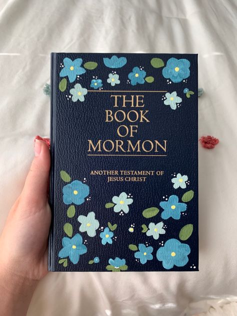 Diy Painted Book Of Mormon, Book Of Mormon Art Paintings, Book Of Mormon Decorations, Book Of Mormon Cover Painting Ideas, Book Of Morning Painting, Book Of Mormon Painted Cover Ideas, Book Of Mormon Cover Painting, Painted Book Of Mormon Cover Ideas Easy, Decorate Book Of Mormon Cover