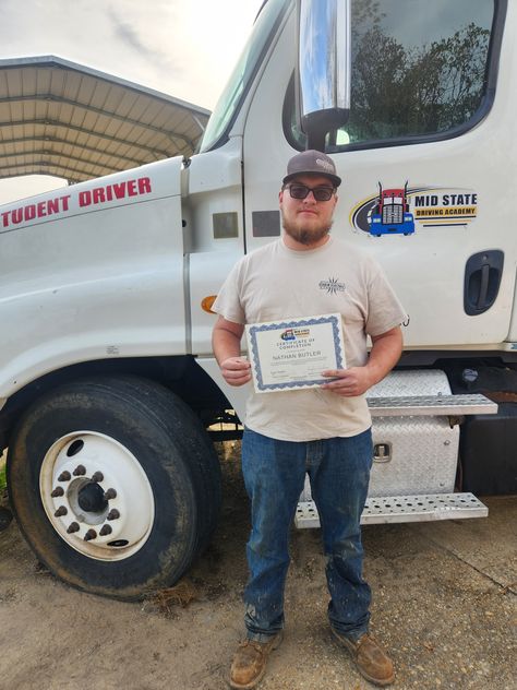 Never let anyone tell you that something is impossible!! Congrats Mr. Butler a 19-year-old from Titus, Alabama. You earned your CDL and we are so proud of you.   www.midstatedrivingacademy.com  Thank you for letting Mid State help you along the way.    #midstate #Midstatedrivingacademy #thingstodoinmontgomery #cdl #trucking #truckdriver #trucker #trucks #truckerlife #cdllife #cdldriver #truck #truckinglife #freightliner #truckdrivers #transportation #trucklife #bigrig #truckerslife #cdljobs Truck Id Card, Female Truck Driver Outfits, Truck Drivers Format, Truck And Truckers, Truck Driver Pictures, Truck And Truckers Format, Truck Driver Update Format, Truck Update Format For Yahoo, Truck Driver Format For Yahoo