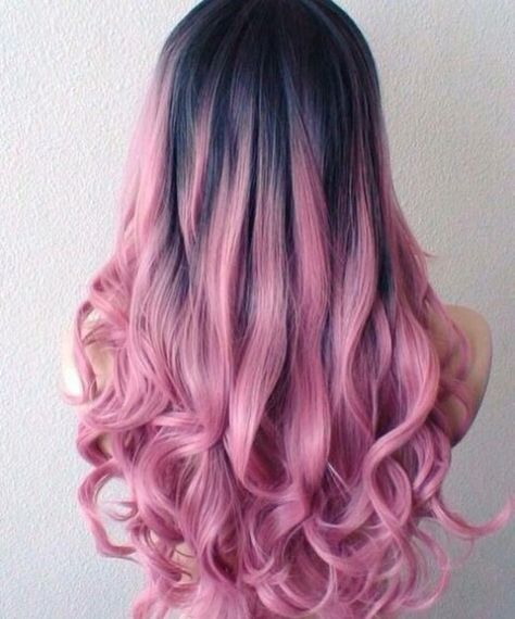 Charcoal and cotton candy pink ombré hair Exotic Hair, Pink And Black Hair, Colorful Hairstyles, Pink Ombre Hair, Bold Hair Color, Pastel Hair, Long Wavy Hair, Cool Hair Color, Grunge Hair