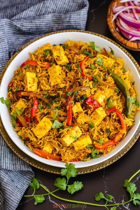 Achari Paneer Biryani | Instant Pot | Spice Cravings Biryani Vegetarian, Biryani Instant Pot, Vegetable Biryani Recipe, Pickling Spices, Achari Paneer, Paneer Biryani, Indian Rice, Paneer Recipes, Spicy Snacks