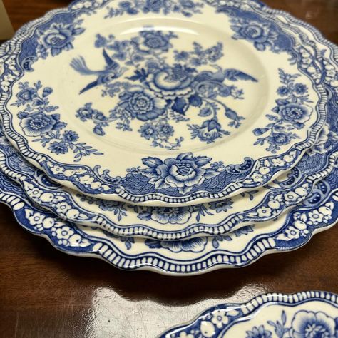 Crown Ducal, China Set, Blue And White China, China Sets, Place Setting, Scalloped Edge, Traditional House, Place Settings, Fine China