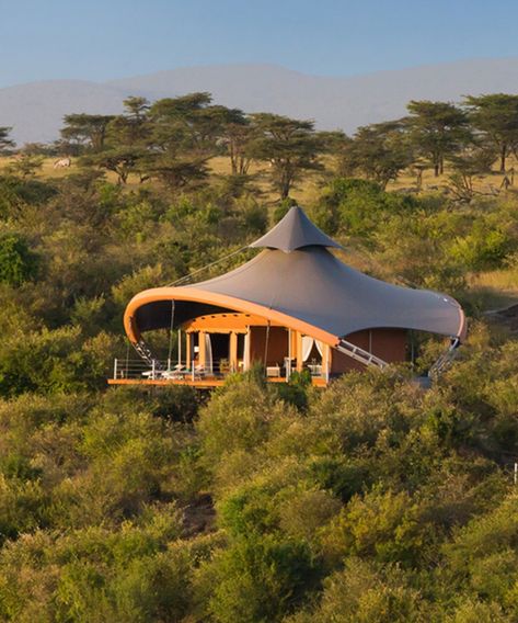 Luxury tented camps Finch Hattons and Mahali Mzuri are offering a whirlwind safari experience in Kenya—see photos and get the details. Landscape Gazebo, Prefabricated Cabins, Silo House, Cool Tree Houses, Bamboo House, Luxury Tents, Rustic Retreat, Dome House, Biome