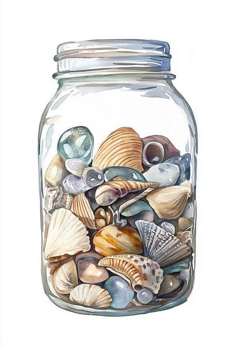 Seashell Jar Watercolor Art Print Canvas Home Decor Coastal Beach Vibes Inspired by John James Audubon Style by CustomCanvasCurators 🌊 Dive into coastal charm with our exquisite watercolor illustration of a jar filled with beautiful seashells! 🐚 Perfect for beach-themed decor enthusiasts and anyone who cherishes coastal living. Let the soothing hues of blues and earth tones bring tranquility and natural beauty into your space. 🎨 Ideal as a stunning conversation piece or as a thoughtful gift... Seashell Jar, Jar Watercolor, Watercolor Seashells, Beautiful Seashells, Home Decor Coastal, Natural Form Art, James Audubon, Ocean Treasures, Beach Theme Decor