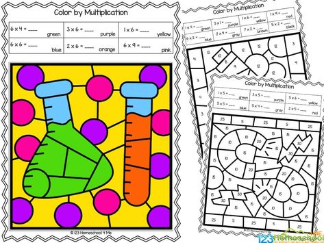 multiplication by 1s, 2s, 3s, 4s, 5s, 6s, 7s, 8s, and 9s Multiplication Facts Games, Free Printable Multiplication Worksheets, Multiplication Color By Number, Division Math Games, Multiplication Cards, Printable Multiplication Worksheets, Homeschool Math Curriculum, Christmas Math Worksheets, Fun Math Worksheets