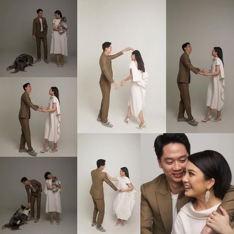 Wedding Prenup Photoshoot Studio, Indoor Prewedding Shoot Ideas, Pre Wedding Studio Ideas, Prewed Casual Indoor, Studio Prenup Shoot Ideas, Indoor Prewedding Concept, Studio Prewedding Photo Ideas, Pre Wedding Photoshoot Indoor, Prewedding Ideas Indoor