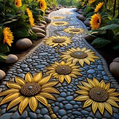 A beautiful and Fantastic Walkway Ideas takes your backyard to a whole new level. And, a traditional stone walkway looks the best. Backyard Pathway, Pathway Design, Pathway Ideas, Terraced Backyard, Sunflower Home Decor, Yard Diy, Garden Rock Art, Walkway Ideas, Front Garden Landscape