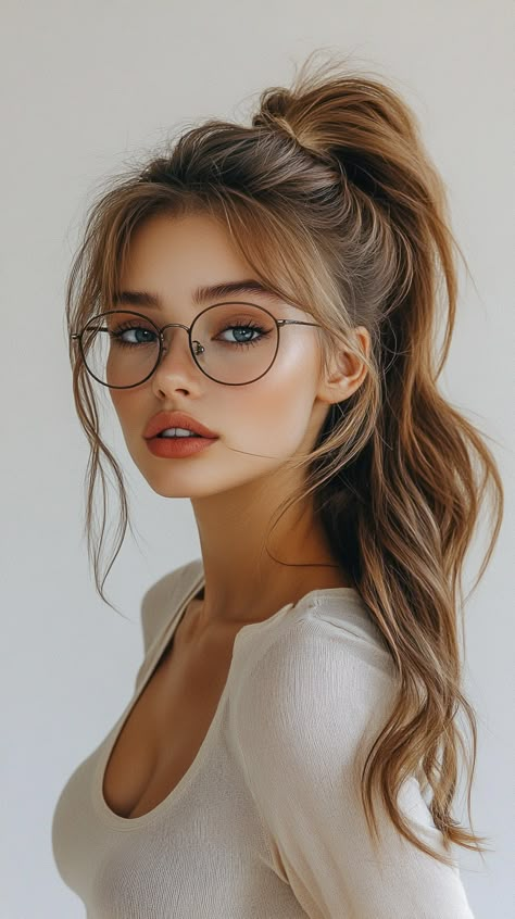 "Elegant Bride Hairstyles: Wedding Hair Trends, Updos, and Step-by-Step Ideas" Updo With Glasses, Elegant Bride Hairstyles, Hairstyles For Glasses, Sleek Chignon, Hairstyles Cut, Casual Braids, Wedding Hair Trends, Tail Hairstyle, Women With Glasses