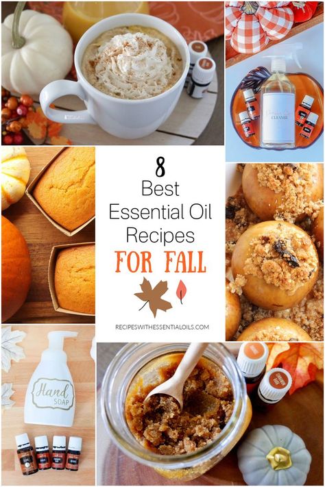 From pumpkin spice to apple streusel, from hand soap to hand scrub, these fall essential oil recipes are sure to cozy up the season. Here are the 8 Best Essential Oil Recipes for Fall. #fallrecipes #fallessentialoilrecipes #essentialoilsforfall #essentialoils #fall Chewy Ginger Cookies, Fall Essential Oils, Apple Streusel, Ginger Essential Oil, Pumpkin Spice Coffee, Fall Dishes, Pumpkin Bread Recipe, Spiced Coffee, Ginger Cookies