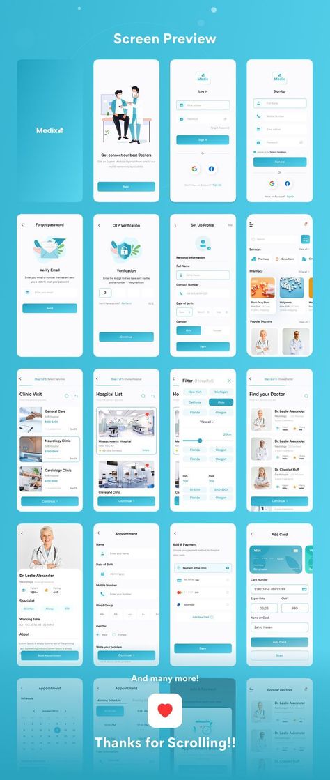 The Medix Medical UI Kit is a comprehensive set of tools for designing medical interfaces. #MedixUI #HealthcareDesign #MedicalApps #UIKit #MedicalInterface Medical Application Design, Healthcare App Design, Hospital Website Ui Design, Medical App Ui Design, Medical Design Graphics, Essay Design, Healthcare Website Design, Creative Ui Design, Doctor App