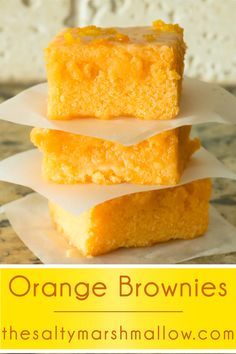 These orange brownies are an incredibly easy recipe – glazed, moist, chewy, fudgy brownies! All of the brownie texture we love to sink our teeth into with yummy orange flavor taking the place of traditional chocolate! Follow me on Pinterest and find me on Instagram and my Facebook page! Ok, before we get started on...Read More » Orange Brownies, Orange Dessert, Cake Brownie, Authentic Mexican Recipes, Biscuits Diététiques, Resep Brownies, Chewy Brownies, Fudgy Brownies, Orange Cake