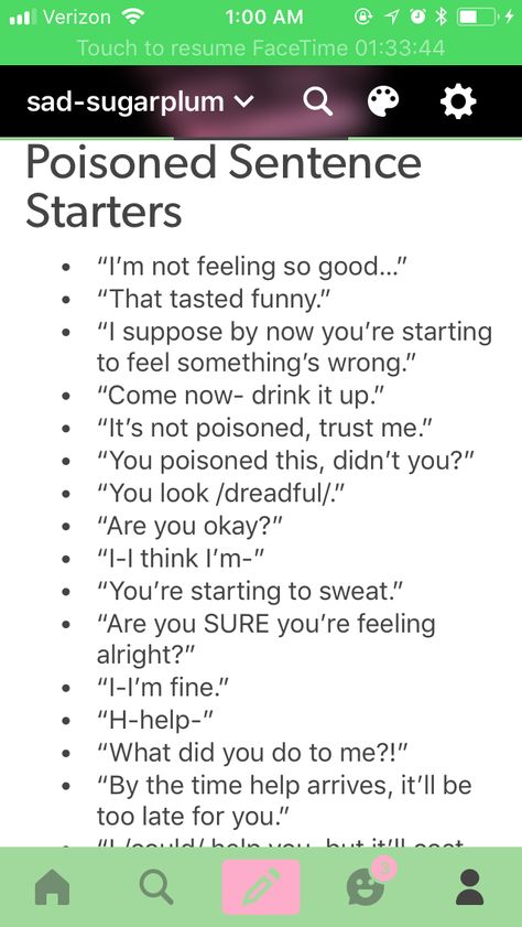 Poisoned/Poisoning someone dialogues Writing Starter Sentences, Poison Prompts, Types Of Poison Writing, Poison Writing Prompts, Poisons For Writers, Whump Prompts Poison, Writing Poison, Sentence Starters Prompts, Book Starters