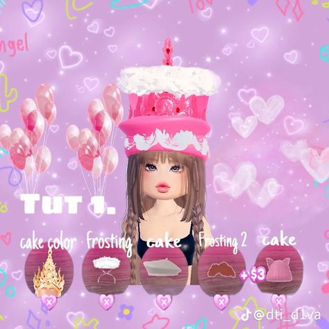 Cake Hat, Fancy Dress Code, Outfits Hacks, Dress Impress, Hair Combos, Cake Hacks, Roblox Dress, Outfit Hacks, Aesthetic Roblox Royale High Outfits