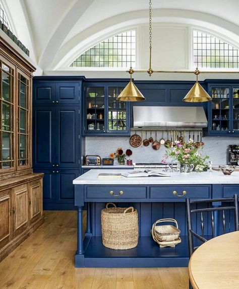 Large Kitchen Window, Kitchen Window Design, Arts And Crafts House, Grill Design, Arched Windows, Blue Kitchens, Large Kitchen, Window Design, Farrow Ball