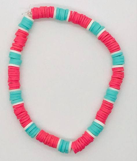 Aviator Nation Clay Bead Bracelet, Clay Bead Bracelet Ideas Patterns, Make Clay Beads, Coral And Teal, Clay Bracelets, Clay Bead Necklace, Diy Friendship Bracelets Tutorial, Beaded Braclets, Preppy Bracelets