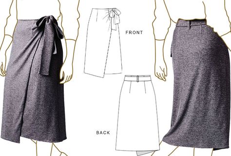 Sewing Pattern: Classic wrap skirt with a touch of elegance featuring a large bow tie closure detail. Enjoy the asymmetrical hem with front and back darts for a tailored fit. Fully lined for a polished finish. Create your own timeless and chic skirt with this versatile pattern. #SewingPatterns #DIYFashion #WrapSkirt #BowTieClosure Drape Skirt Pattern, Maxi Skirt Sewing Pattern, Diy Wrap Skirt, Wrap Skirt Sewing, Skirt Sewing Patterns, Wrap Skirt Sewing Pattern, Wrap Skirt Pattern, Long Wrap Skirt, Silk Wrap Skirt