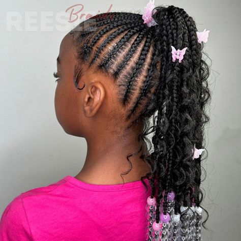 🦋 Miss Maya 🦋 🎀🩷🎀 Freestyle Boho Ponytail w/ Beads 🎀🩷🎀 🔗LINK IN BIO . . . . . . . . . . . #explorepage #lithoniabraids #atlantabraids #stonecrest #lithonia #atlanta #dekalb #trending #stitchbraids #knotlessbraids #summertime #summerbraids #viralvideos Kid Braid Ponytail Styles, Girl Beaded Hairstyles, Hair Braided Into A Ponytail, Braided Ponytail Kids, Braided Ponytail For Kids, Kids Braided Ponytail, Kiddie Braids, Beaded Ponytail, Boho Ponytail