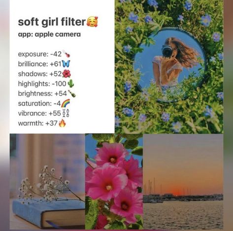 Iphone Aesthetic Filters, App Filter Photo Editing, Filter Apple Photos, Apple Editing Presets, Apple Filter Aesthetic, Photo Editing Apple Photos, Editing Flower Photos, Lightroom Flower Editing, Summer Photo Filter Iphone