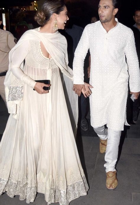 Deepika Padukone and Ranveer Singh Ranveer And Deepika, Rani Padmavati, Ranveer Singh And Deepika Padukone, White Anarkali, Designer Anarkali Dresses, Indian Couple, Desi Wedding Dresses, Indian Designer Suits, Pakistani Wedding Outfits