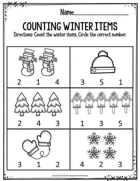 Winter Animal Worksheets Preschool, January Preschool Printables, Winter Math Worksheets Kindergarten, Winter Theme Worksheets Preschool, All About Winter Preschool, Winter Math For Preschool, January Preschool Lesson Plans, Preschool Worksheets Christmas, Winter Worksheets For Preschool Free