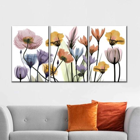 3 Panel Wall Art Colorful, Multi Canvas Painting Ideas, Three Canvas Painting, Multi Canvas Painting, Multiple Canvas Paintings, Albert Koetsier, Flower Canvas Wall Art, Canvas Paint, Wall Canvas Painting