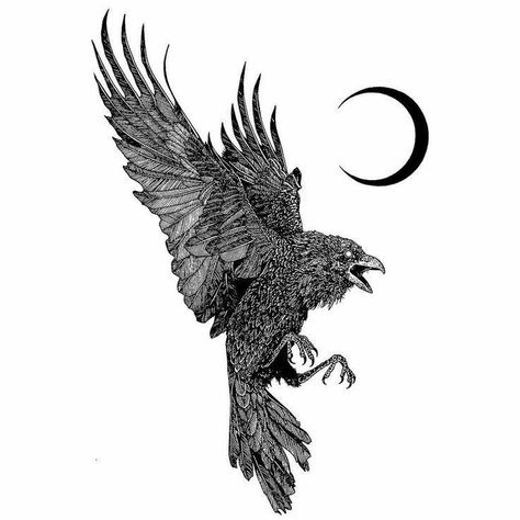 Crow Tattoo For Men, Black Crow Tattoos, Crow Tattoos, Crow Tattoo Design, Draw Tattoo, 16 Tattoo, Crow Tattoo, Witch Tattoo, Nordic Tattoo