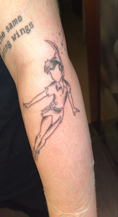 Peter Pan Tattoo Ideas, Pan Tattoo, Peter Pan Tattoo, Cool Forearm Tattoos, Arm Tattoos, Arm Tattoos For Guys, Cake Designs Birthday, Forearm Tattoos, Some Ideas