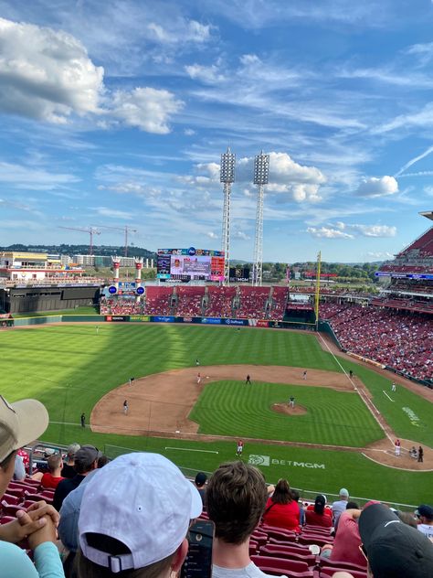 Baseball game, reds game, sports, cincinnati, things to do in Cincinnati, ohio, baseball aesthetic Baseball Aesthetic, Things To Do In Cincinnati, Cincinnati Reds Baseball, Reds Baseball, Go Red, Baseball Game, Cincinnati Ohio, Baseball Games, Red Aesthetic