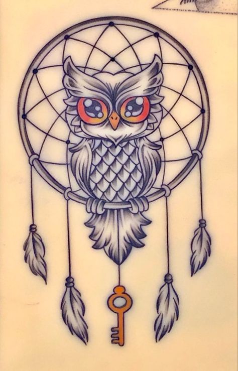 Owl Dream Catcher Tattoo Design, Owl And Dream Catcher Tattoo Design, Owl With Dream Catcher Tattoo, Dream Catcher Owl Tattoo, Owl Dream Catcher Tattoo, Dreamcatcher Tattoo Designs For Women, Owl Dreamcatcher Tattoo, Owl Tattoo For Women, Atrapasueños Tattoo