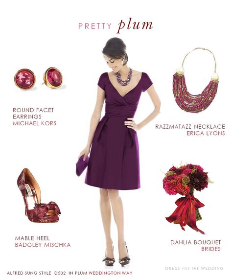 Possible color for bridesmaids Plum Dress Outfit Wedding, Plum Dress Outfit, Plum Wedding Dresses, Autumn Wedding Theme, All Shades Of Purple, Bridesmaid Dress With Sleeves, Plum Bridesmaid Dress, Plum Bridesmaid, Purple Wedding Inspiration