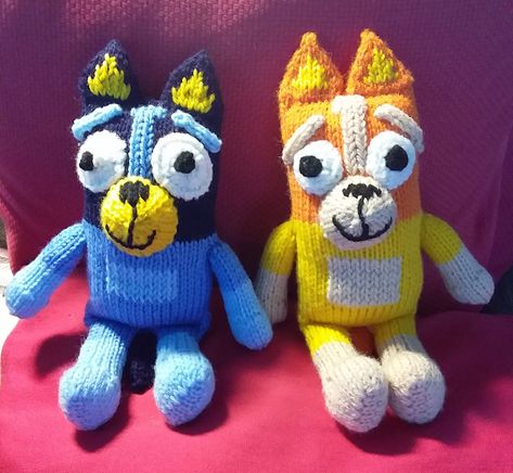 Bluey Free Knitting Pattern For Bluey The Dog, Bluey Bingo Knitting Pattern, Bluey Knitting Pattern Free, Bluey Knitting Pattern, Dog Knitting, Knitting Dolls Free Patterns, Knitted Dolls Free, Animal Knitting, Heeler Dog