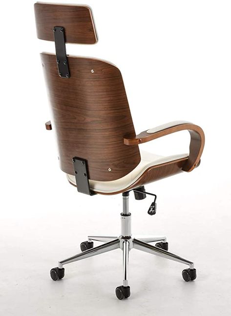 CLP Dayton Executive Chair with Faux Leather Cover I Office Chair with Headrest and Smooth-Running Wheels I Height-Adjustable Desk Chair Colour: Walnut/White: Amazon.de: Küche & Haushalt Wood Office Chair, Best Ergonomic Office Chair, Standing Desk Ergonomics, Wood Bike, Office Chair Cover, Adjustable Office Chair, Video Game Room Design, Best Office Chair, Office Chair Design