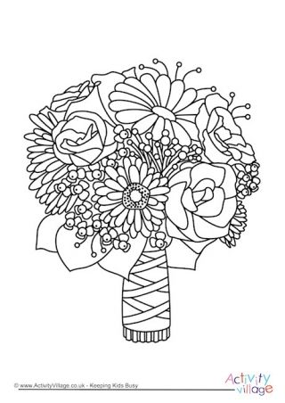 Wedding Bouquet Colouring Page Wedding Kids Coloring Pages, Wedding Color Pages, Wedding Coloring Pages Free Printable, Wedding Activity Pages, Coloring Pages Wedding, Wedding Coloring Book, Wedding Games For Kids, Flowers Coloring Pages, Kids Table Wedding