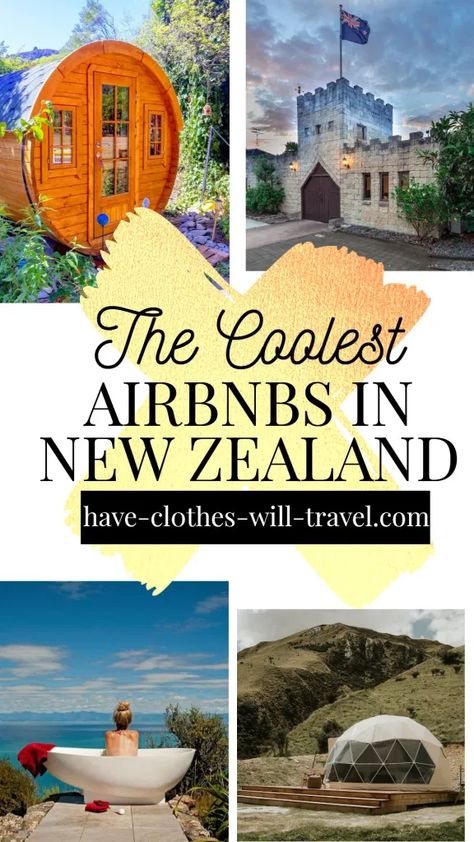 Are you searching for the best and most unique Airbnb rentals in New Zealand? You’ve come to the right place! New Zealand has some absolutely incredible Airbnbs to stay in. From treehouses to castles to tiny homes (even Hobbit homes) and luxury glamping - there is a little something for everyone in this post! Coolest Airbnb, Road Trip New Zealand, Hobbit Homes, Taupo New Zealand, Unique Airbnb, New Zealand Itinerary, North Island New Zealand, New Zealand Adventure, Nz Travel