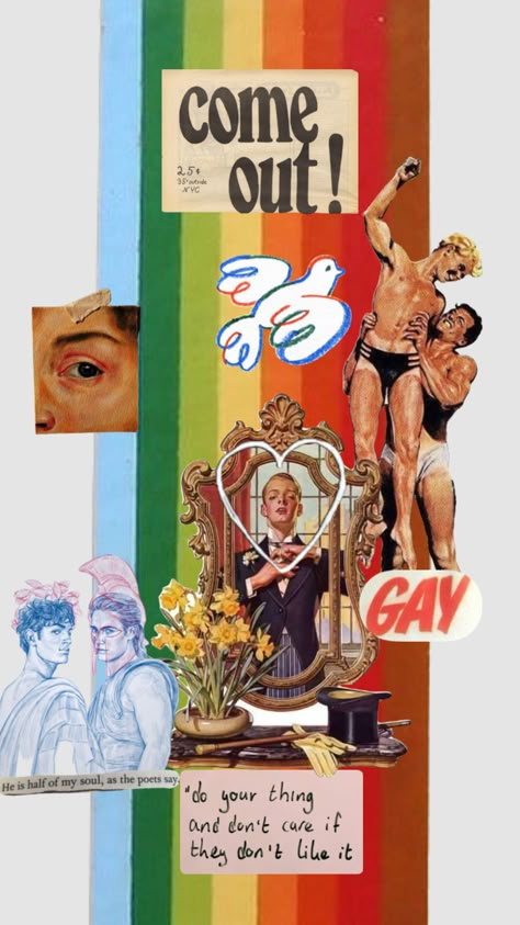 Queer collage 1 Queer Desktop Wallpaper, Queer Liberation Art, Queer Collage, Queer Magazine, Queer Wallpaper, Liberation Art, Phoenix Fashion, Play Poster, Putao