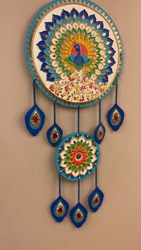 ArtMagic💫 | See this blue & gold Peacock Dream catcher a bit more closer. ThankYou for the love this is receiving from y’all day in & out🥹💖💖 God… | Instagram Peacock Lippan Art, Mirror Canvas Art, Clown Crafts, Easy Rangoli Designs Diwali, Peacock Crafts, Acrylic Rangoli, Mural Art Design, Wall Art Diy Paint, Buddha Art Drawing