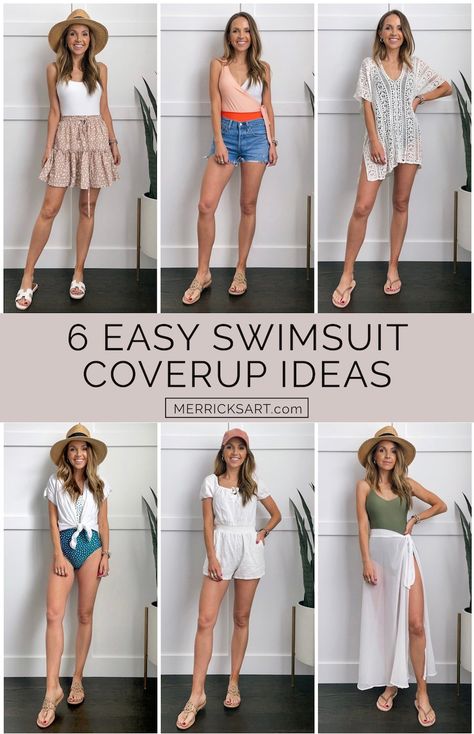 cute beach outfits and swimsuit coverups Summer Outfits Women Beach, Beach Outfit 2023 Women, Beach Hangout Outfits, Beach Looks 2023, Swimsuits Outfits 2023, Outfit Over Swimsuit, Pool Outfits Summer, Boracay Outfit Ideas, Cute Beach Day Outfits