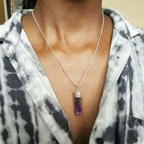 Locket For Men, Chakra Pendant, Amethyst Healing, Amethyst Point, Amethyst Necklace, Crystal Stone, Necklace Silver, Necklace Pendant, Crystal Jewelry