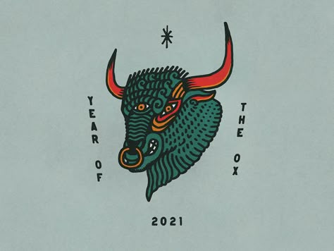 Ox Traditional Tattoo, Traditional Bull Head Tattoo, Ox Tattoo Design Chinese Zodiac, Taurus Tattoo Traditional, Bulls Head Tattoo, Ox Chinese Zodiac Tattoo, Ox Head Tattoo, Year Of The Ox Tattoo Design, Chinese Ox Tattoo