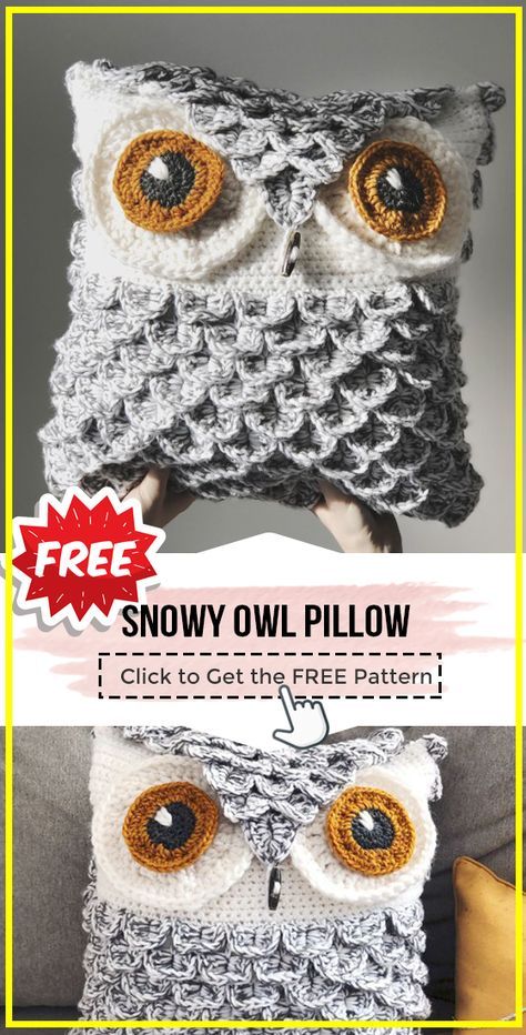 Crochet Owl Pillows, Free Pattern Knitting, Owl Crochet Pattern Free, Amigurumi Owl, Crochet Pillow Patterns Free, Crochet Owls, Owl Crochet Patterns, Knitting For Beginners Blanket, Crochet Pillow Cover