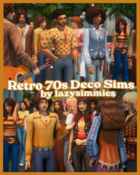 retro 70s deco sims ☮️ | Patreon Deco Sims, Sims Patreon, Sims Love, Ts4 Poses, Sims 4 Decades Challenge, Sims 4 Patreon, Sims Packs, The Sims 4 Packs, Mod Vintage