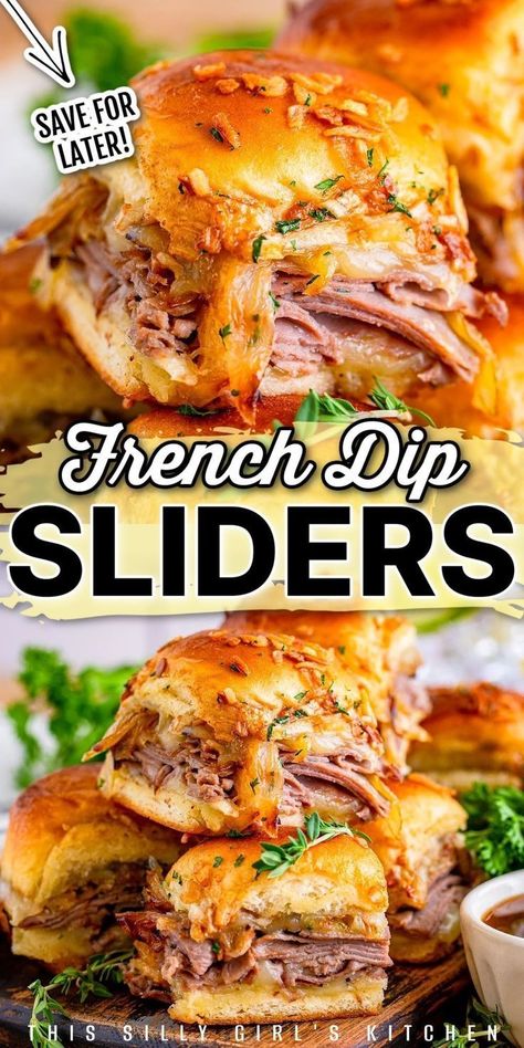 Treat yourself to the ultimate comfort food with these viral French Dip Sliders. It’s an easy and delicious recipe that combines juicy roast beef with caramelized onions and melted provolone cheese on classic sweet rolls. This simple French dip sandwich is perfect as an appetizer, lunch, dinner, or Memorial Day food. It’s your favorite sandwich with a new, mini twist! With our simple instructions, you can bake these sliders to perfection every single time! French Dip Sliders, Easy Slider Recipes, Roast Beef Sliders, Dip Sandwiches, Slider Sandwiches, Beef Sliders, French Dip Sandwich, Weekly Meals, French Dip