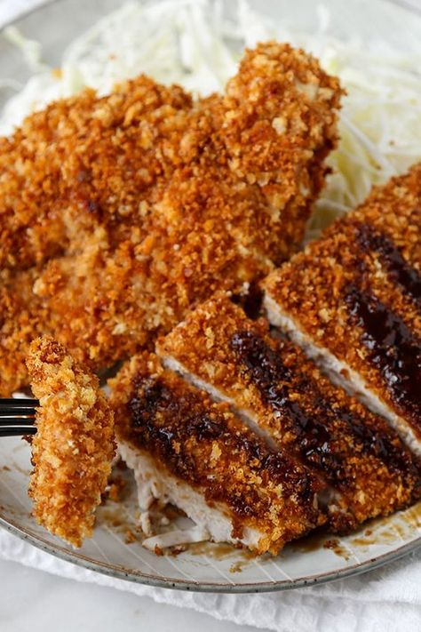 baked-chicken-katsu-2optm Baked Chicken Katsu Recipe, Baked Chicken Katsu, Chicken Katsu Recipe, Baked Panko Chicken, Chicken Katsu Recipes, Katsu Recipes, Maggi Recipes, Baked Recipes, Chicken Katsu