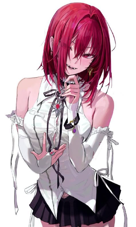 Girl With Red Hair, 심플한 그림, Persona Anime, Female Vampire, Vampire Girls, Japon Illustration, 캐릭터 드로잉, 영감을 주는 캐릭터, Female Character Design