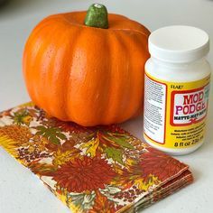 Fall Napkin Dollar Store Pumpkin Makeover Dollar Store Pumpkin, Pumpkin Makeover, Decoupage Pumpkins, Passionate Penny Pincher, Fall Napkins, Dollar Tree Pumpkins, Fall Pumpkin Crafts, Fall Decor Dollar Tree, Dollar Tree Fall