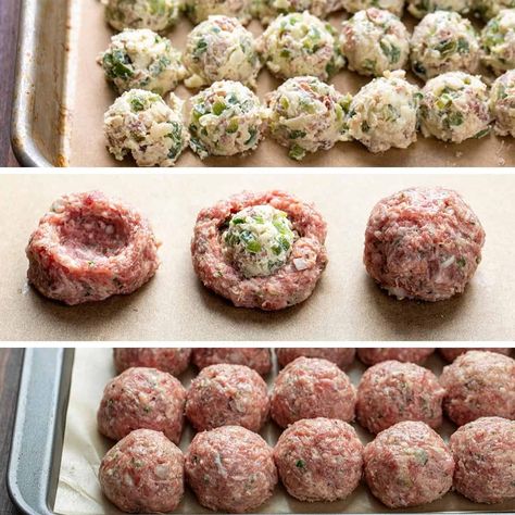 Stuffed Meatball Recipes, Cream Cheese Jalapeno, Recipes Jalapeno, Bacon Appetizer, Stuffed Meatballs, Cheese Stuffed Meatballs, Popular Appetizers, Jalapeno Recipes, Jalapeno Popper