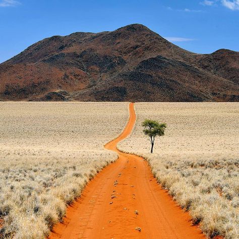 The desert of Namibia Namibia Travel, Deserts Of The World, Namib Desert, Afrikaanse Kunst, Dirt Road, Africa Travel, Amazing Nature, Beautiful World, Beautiful Landscapes