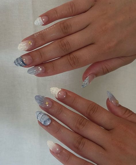 Seashell Nails, Beachy Nails, Summery Nails, Mermaid Nails, Beach Nails, Funky Nails, Pretty Acrylic Nails, Short Acrylic Nails, Cute Acrylic Nails